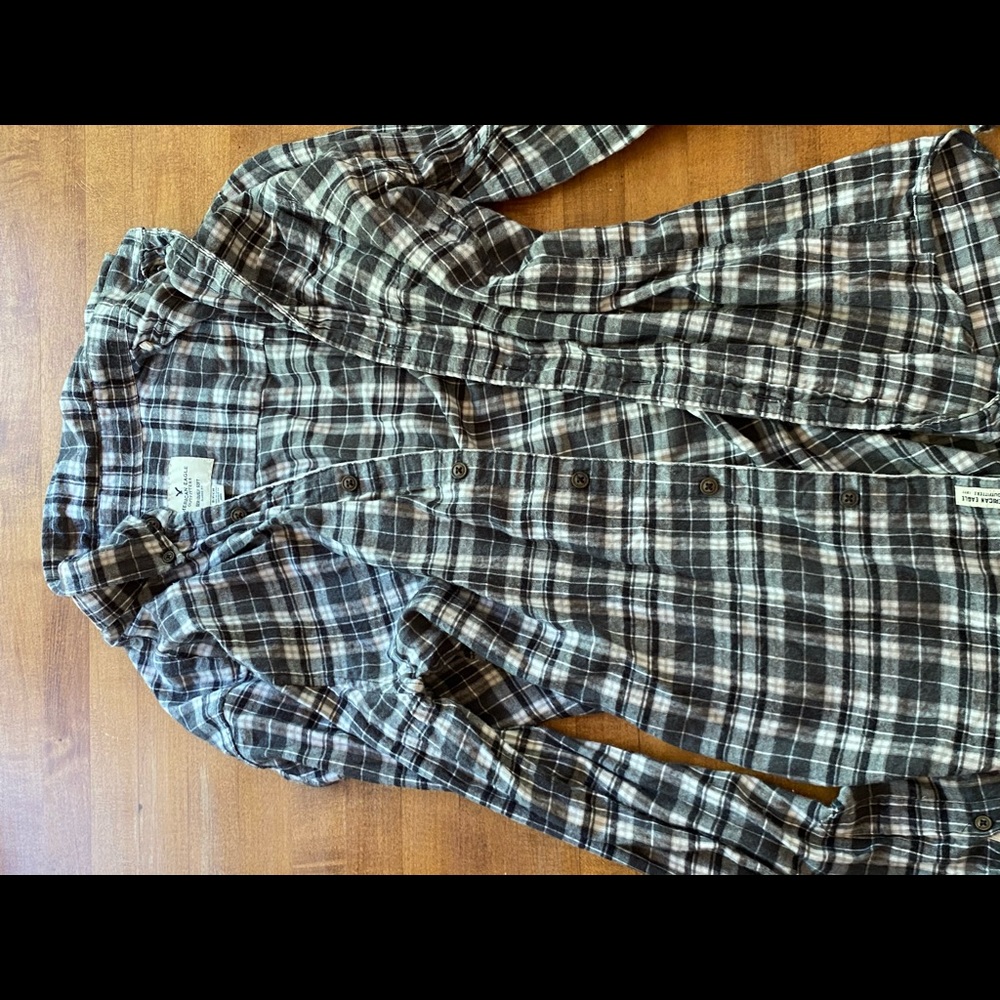 American Outfitters Black and White Plaid Shirt